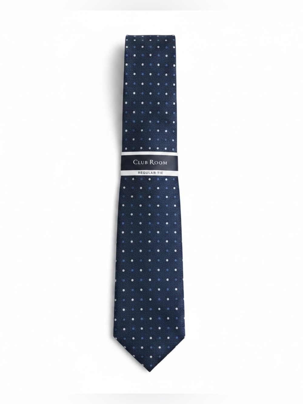 NWT Club Room Men’s Navy Tie with Light Blue Polka Dots Classic Formal Wedding